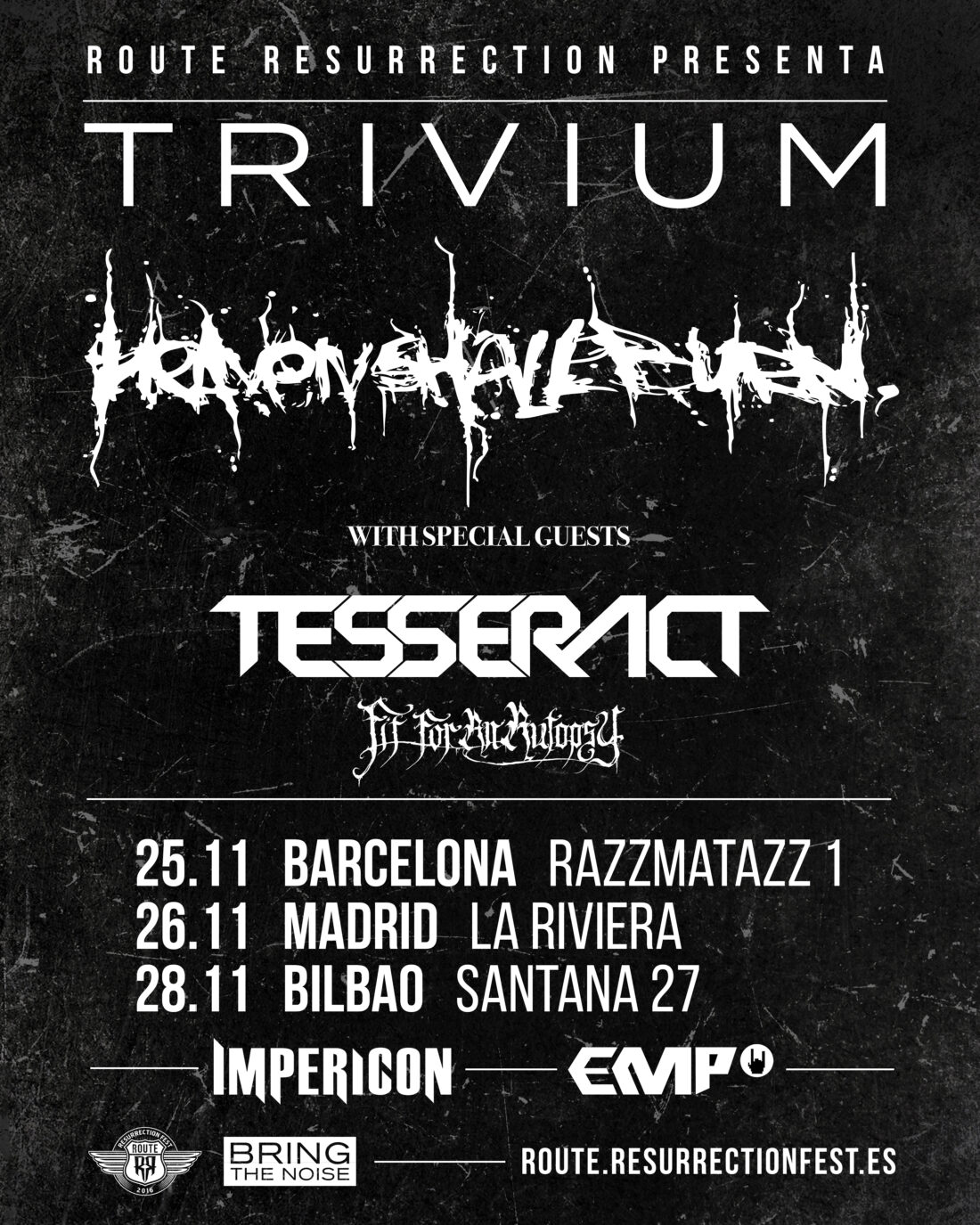 Nueva gira Route Resurrection: la mayor gira de Trivium y Heaven Shall Burn como cabezas de cartel pasará por España