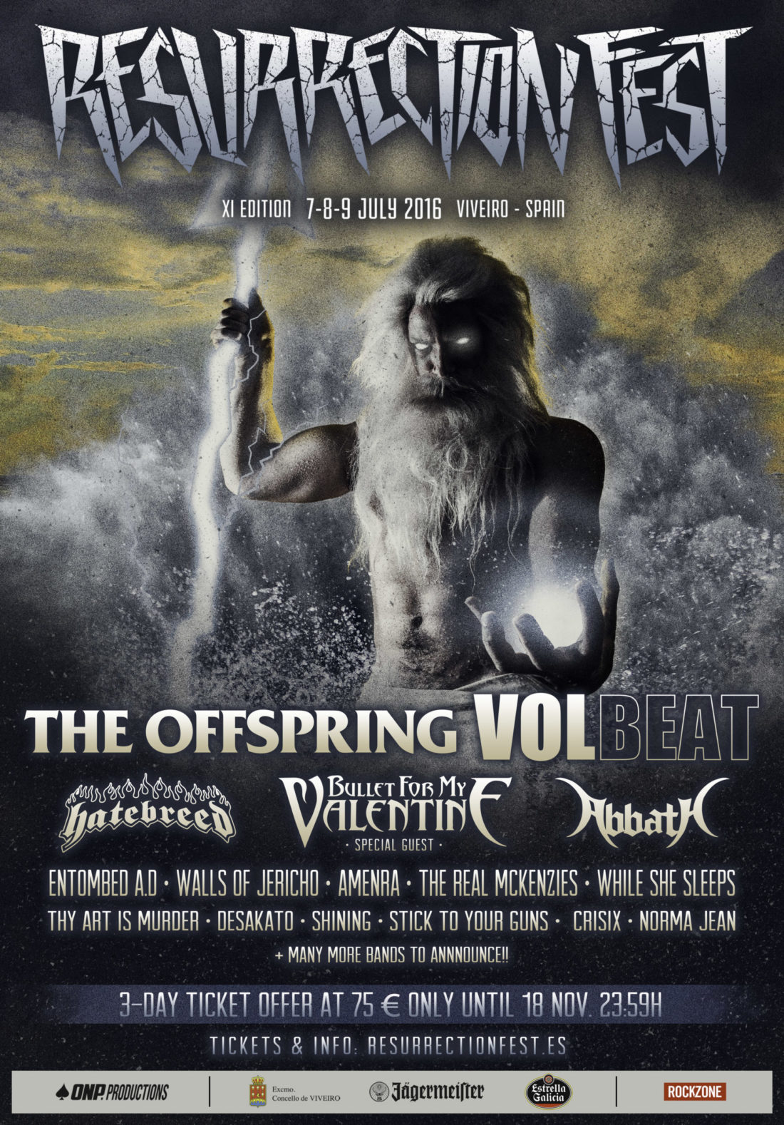 Primeras bandas para el Resurrection Fest 2016: The Offspring, Volbeat, Bullet For My Valentine, Abbath y más