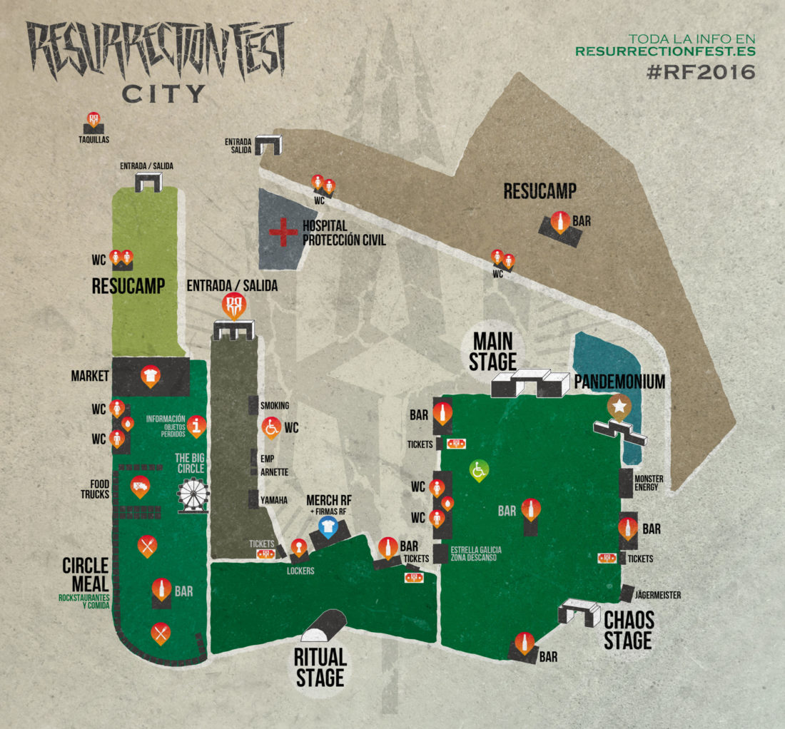Mapa del recinto del Resurrection Fest 2016