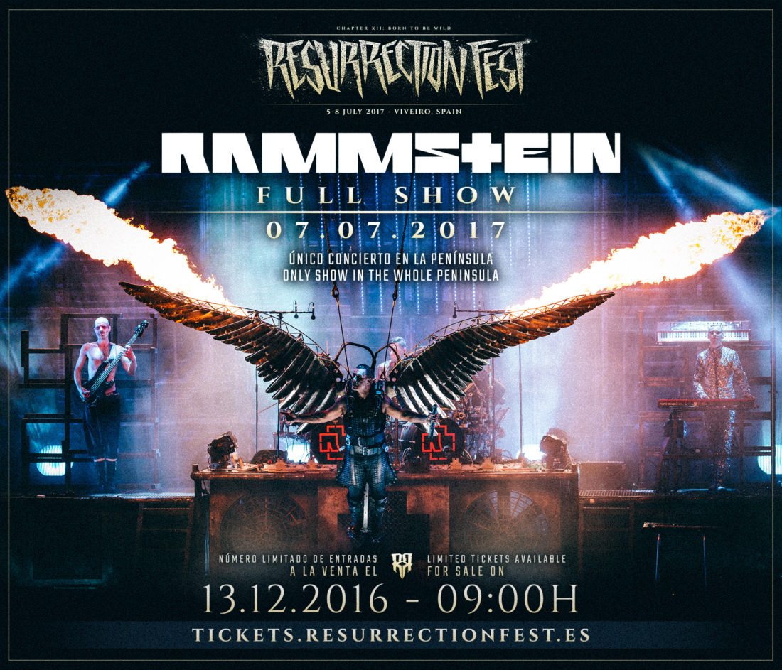 Rammstein will perform on Friday 7th July, tickets on sale next Tuesday