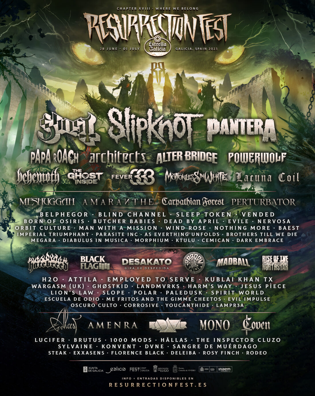 Resurrection Fest Estrella Galicia 2023: Slipknot, Pantera and Ghost, among more than 80 new additions. Tickets tomorrow on sale