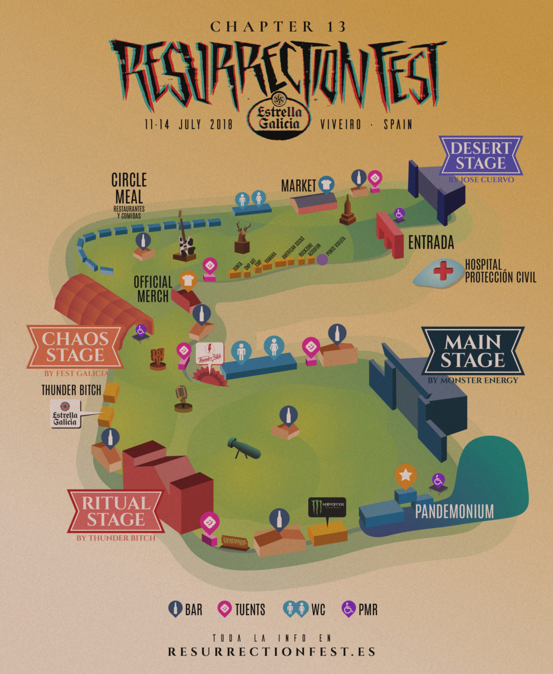 Mapa de la Resurrection Fest City 2018