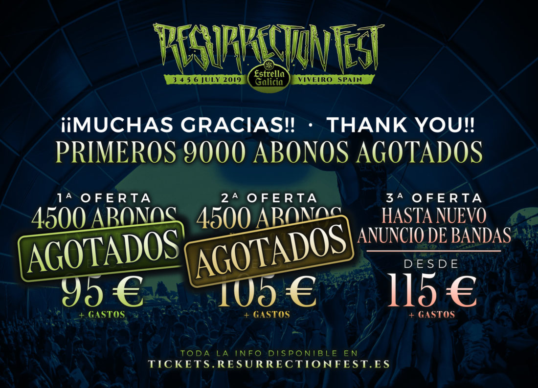9000 abonos para el Resurrection Fest Estrella Galicia vendidos en hora y media, ¡gracias!