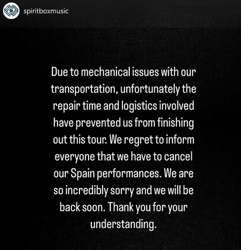 Spiritbox cancela su gira por motivos logísticos